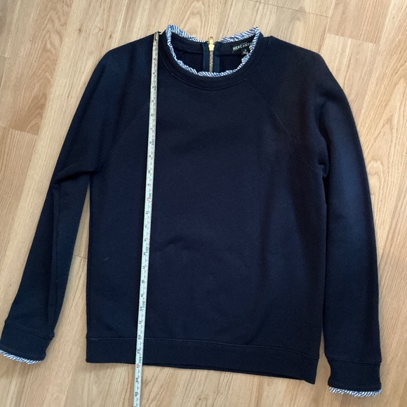 J. Crew Mercantile Navy Blue sweatshirt with gingham ruffle collar size medium - Picture 4 of 6